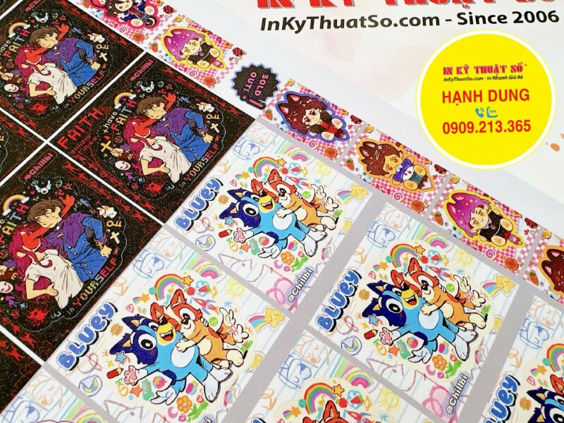 In sticker nhãn dán trang trí hình nhân vật hoạt hình, sticker decal nhựa sữa cán màng kim sa - INKTS1194