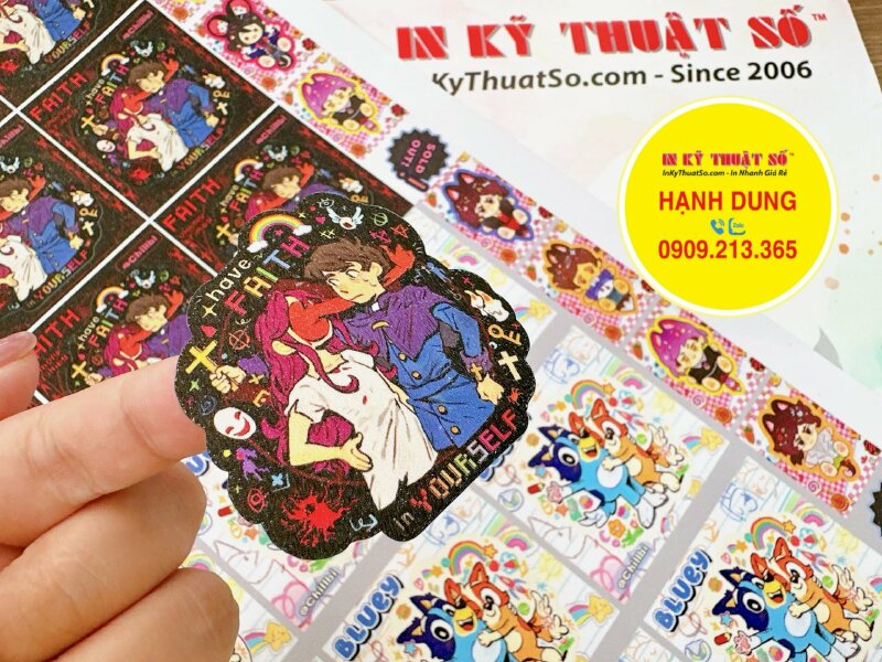 In sticker nhãn dán trang trí hình nhân vật hoạt hình, sticker decal nhựa sữa cán màng kim sa - INKTS1194