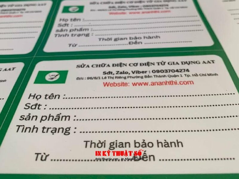 In tem dán bảo hành, tem decal sữa cán mờ, bế từng tem - INKTS1201