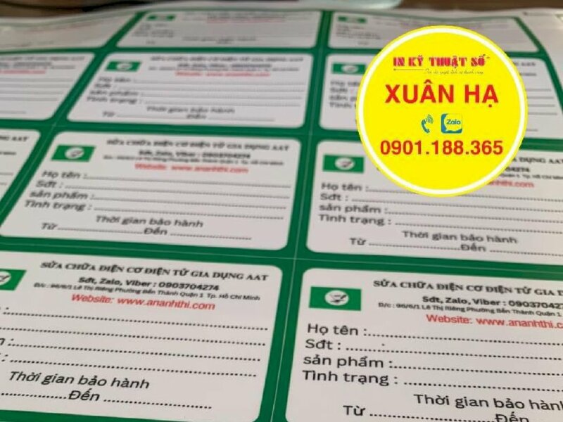 In tem dán bảo hành, tem decal sữa cán mờ, bế từng tem - INKTS1201