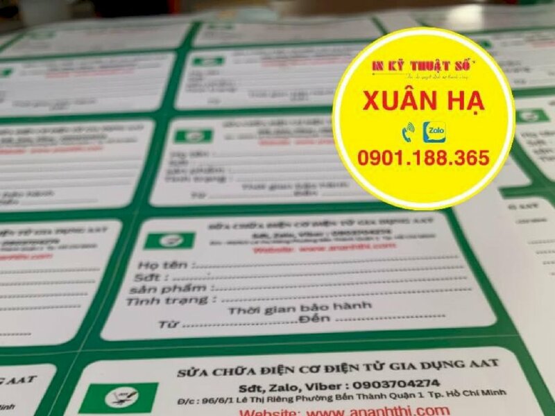 In tem dán bảo hành, tem decal sữa cán mờ, bế từng tem - INKTS1201