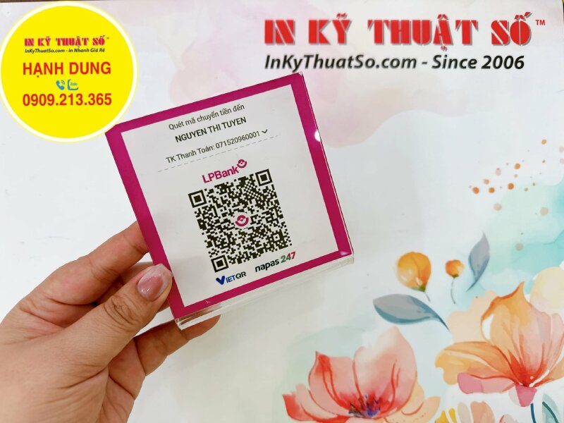 Mica để bàn QRcode thanh toán, Standee QR để quầy thu ngân cho shop, cửa hàng - INKTS1184