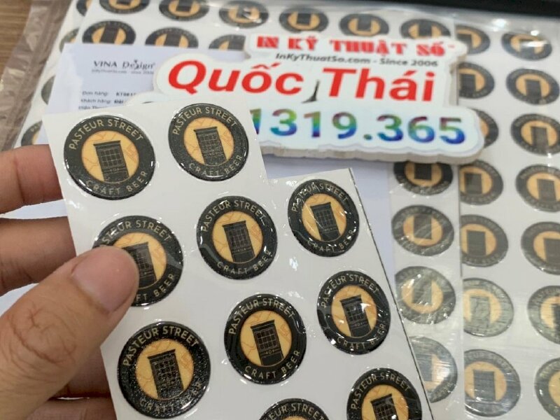 Tem đa năng in UV DTF logo quán cafe dán lên nhiều bề mặt - INKTS1180