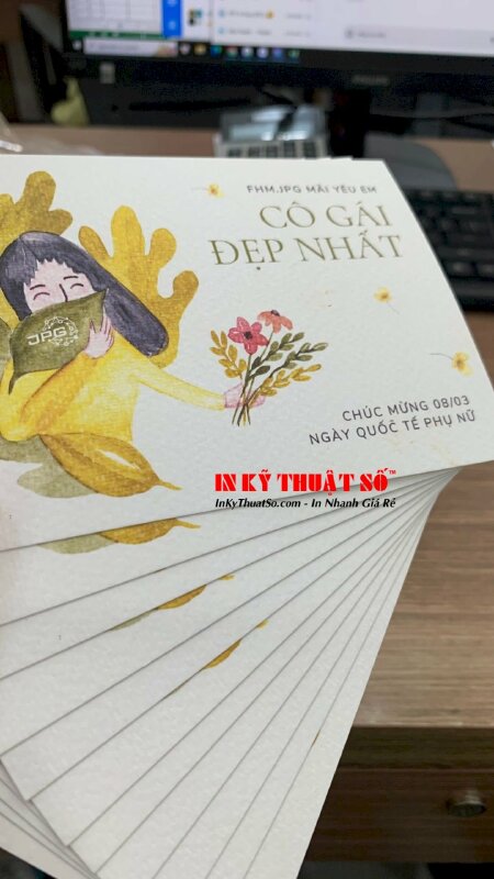 In thiệp chúc ngày Quốc tế phụ nữ 8-3, in thiệp đẹp mọi số lượng, có hàng trong ngày