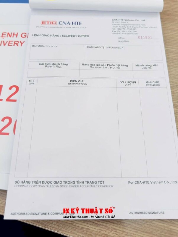 In biểu mẫu Lệnh giao hàng Delivery Order, biểu mẫu giấy Carbonless 3 liên khổ A4 - INKTS1364