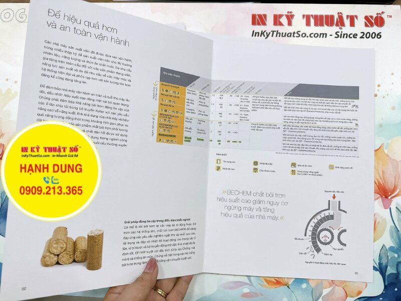 In brochure A3 giới thiệu sản phẩm bôi trơn đặc biệt cho máy ép viên, in brochure số lượng ít - INKTS1242