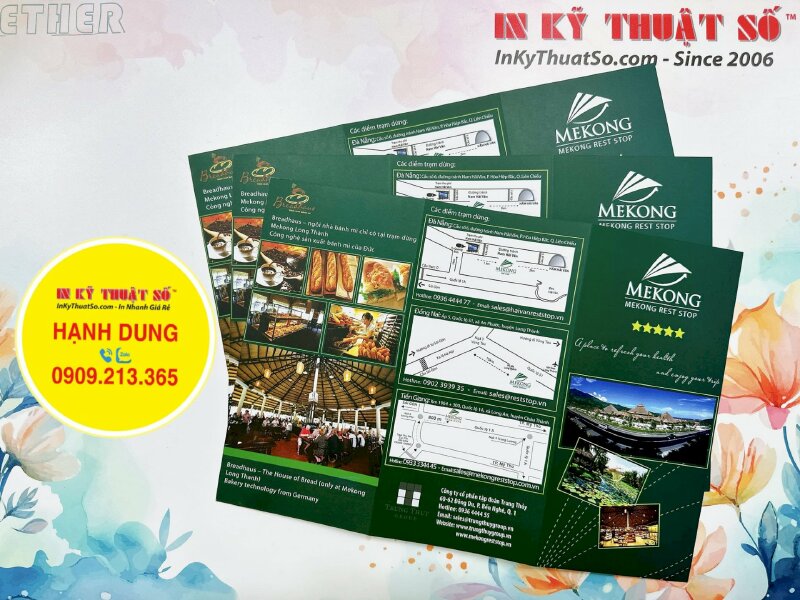 In brochure giới thiệu trạm dừng chân, in brochure song ngữ Việt Anh, có hỗ trợ test màu trước in - INKTS1241