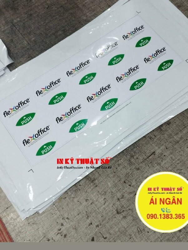 In Decal dán 2 mặt kính bế hình tròn Push Pull logo thương hiệu, bảng đẩy ra Push, bảng kéo vào Pull cho cửa hàng văn phòng phẩm - INKTS1405