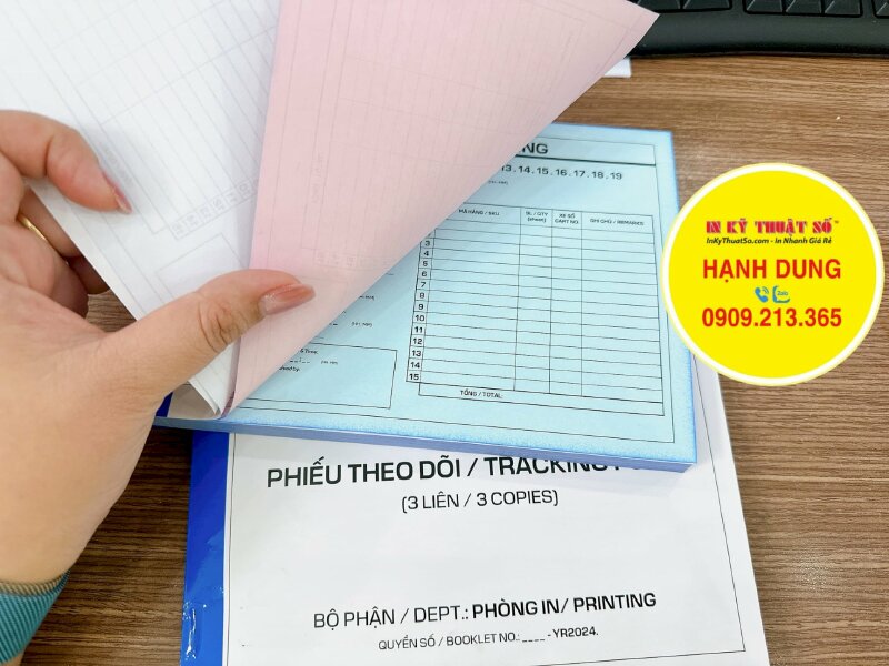 In phiếu theo dõi Tracking Form 3 liên khổ A5 ngang - INKTS1239