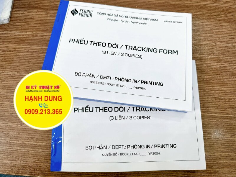 In phiếu theo dõi Tracking Form 3 liên khổ A5 ngang - INKTS1239