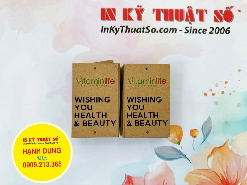 In tag giấy Kraft treo gắn hộp quà tặng sản phẩm thực phẩm chức năng, làm đẹp - INKTS1338