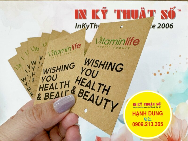 In tag giấy Kraft treo gắn hộp quà tặng sản phẩm thực phẩm chức năng, làm đẹp - INKTS1338