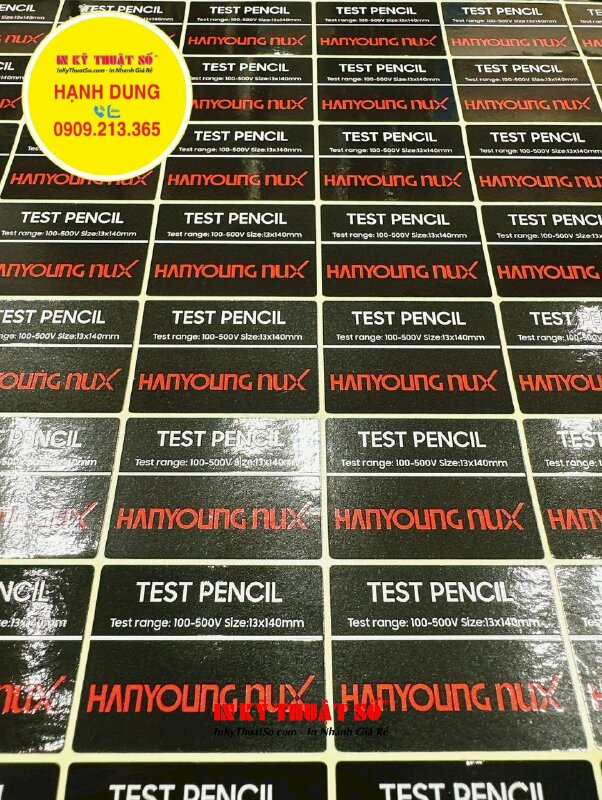 In tem Decal giấy làm nhãn dán bút thử điện Test Pencil với logo hãng và thông số - INKTS1412