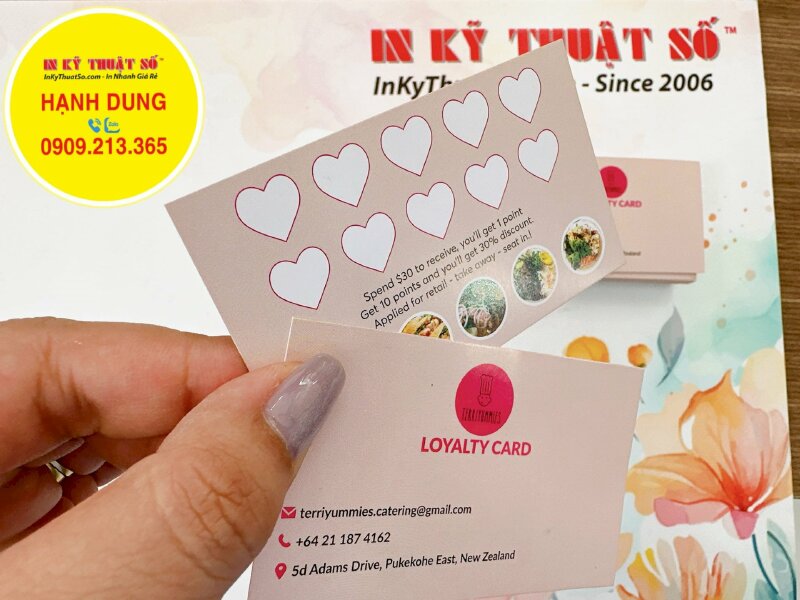 In thẻ tích điểm Loyalty Card cho quán ăn Việt, hàng gửi đi New Zealand từ TPHCM - INKTS1319