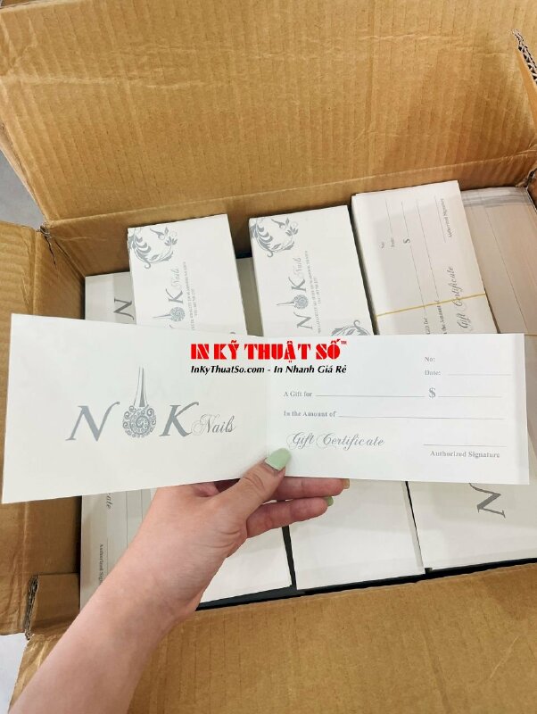 Set bao thư & Voucher giấy mỹ thuật K08 làm quà tặng khách hàng Nail, hàng gửi đi Mỹ từ TPHCM - INKTS1257