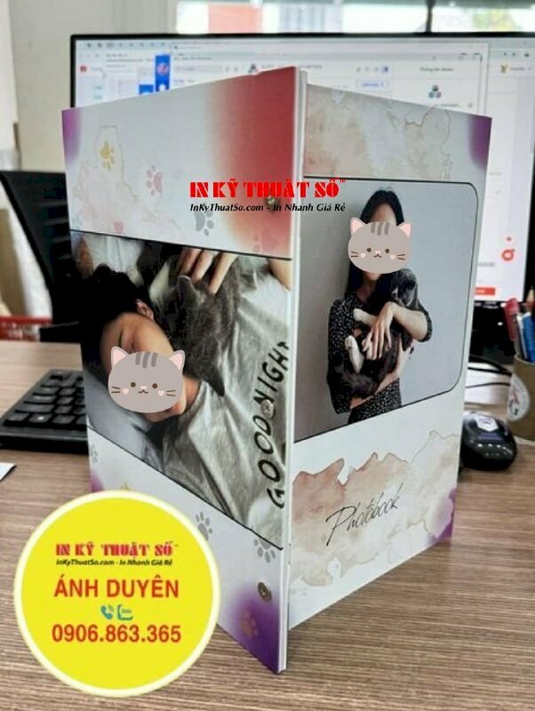 In album photobook lưu giữ kỷ niệm cá nhân "con Sen và Boss", làm quyển photobook 18 trang gáy đóng ghim inox