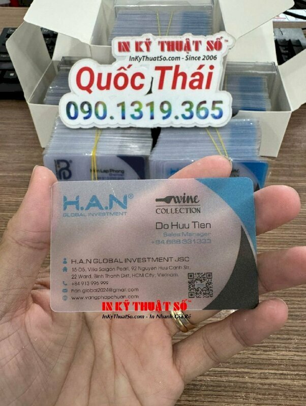 In Name Card, Card visit, danh thiếp nhựa dẻo trong suốt theo yêu cầu