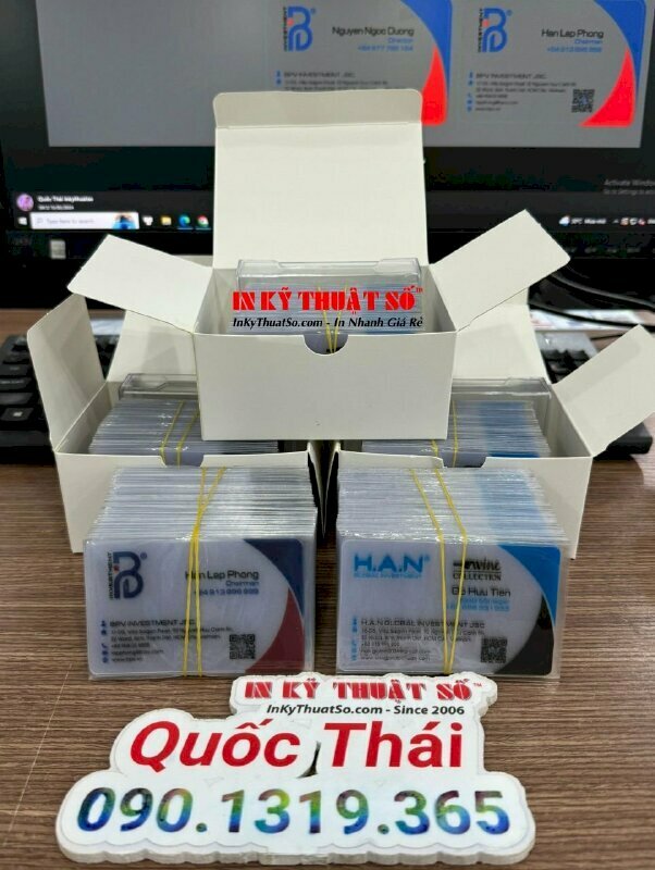 In name card nhựa trong ép mờ sần chức danh Sale Manager Trưởng phòng kinh doanh