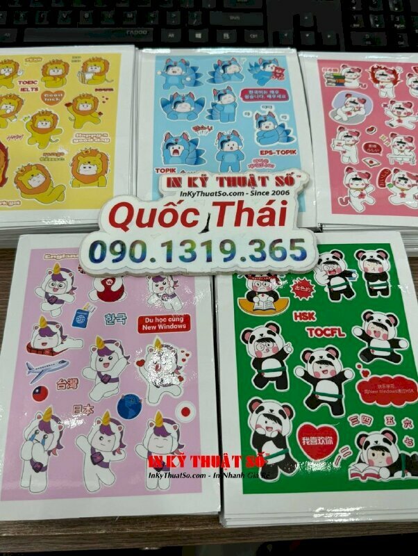 In sticker chibi mọi số lượng, in nhiều bộ giàn trải trên tờ A6