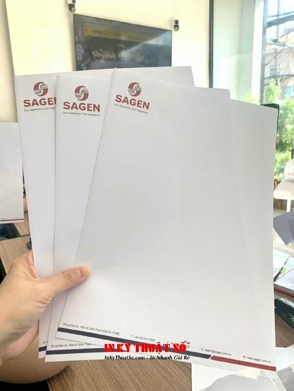 In giấy tiêu đề kích thước A4, in 1 mặt và cắt hoàn thiện thành phầm - In ấn bởi In Kỹ Thuật Số Since 2006