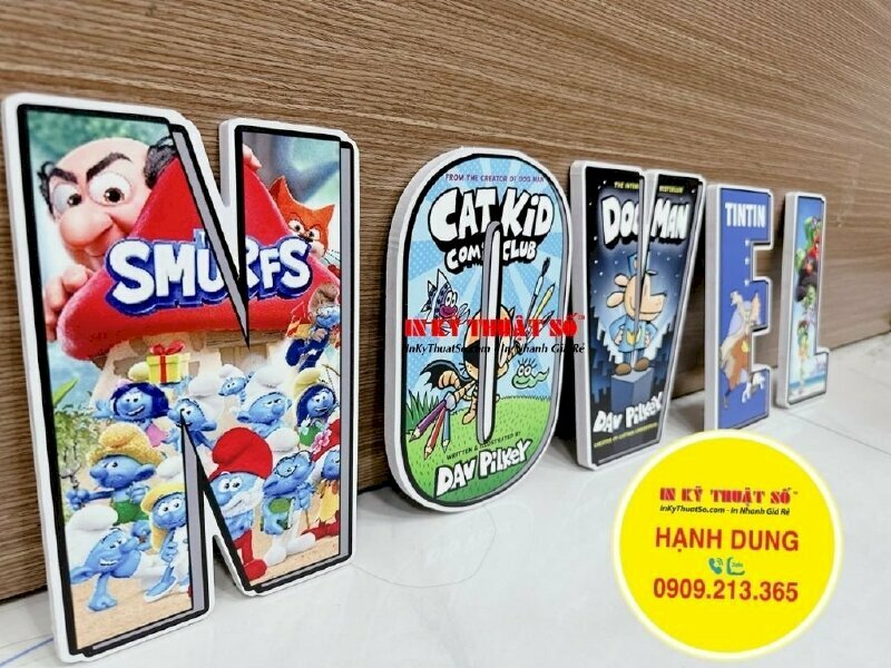 Mô hình chữ nổi Graphic Novel in ảnh loạt nhân vật phim hoạt hình ra đời tại In Kỹ Thuật Số 365 Lê Quang Định, Bình Thạnh TPHCM