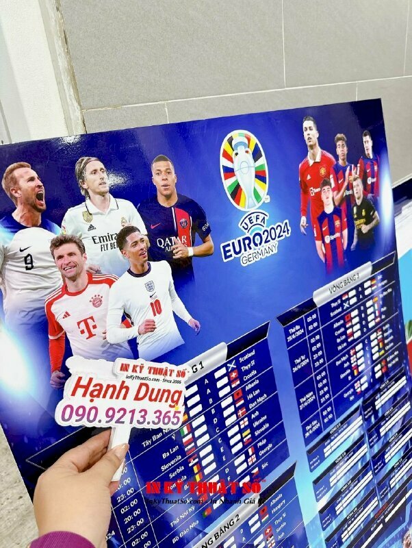 Lịch bóng đá vòng chung kết Euro dán tường được in ấn & gia công tại In Kỹ Thuật Số Since 2006