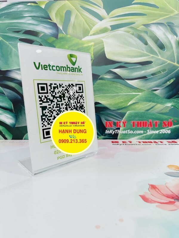 In bảng Mica QRcode chuyển khoản để quầy thu ngân, standee QR Code từ Mica trong 5li - INKTS1448