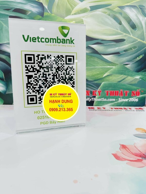 In bảng Mica QRcode chuyển khoản để quầy thu ngân, standee QR Code từ Mica trong 5li - INKTS1448