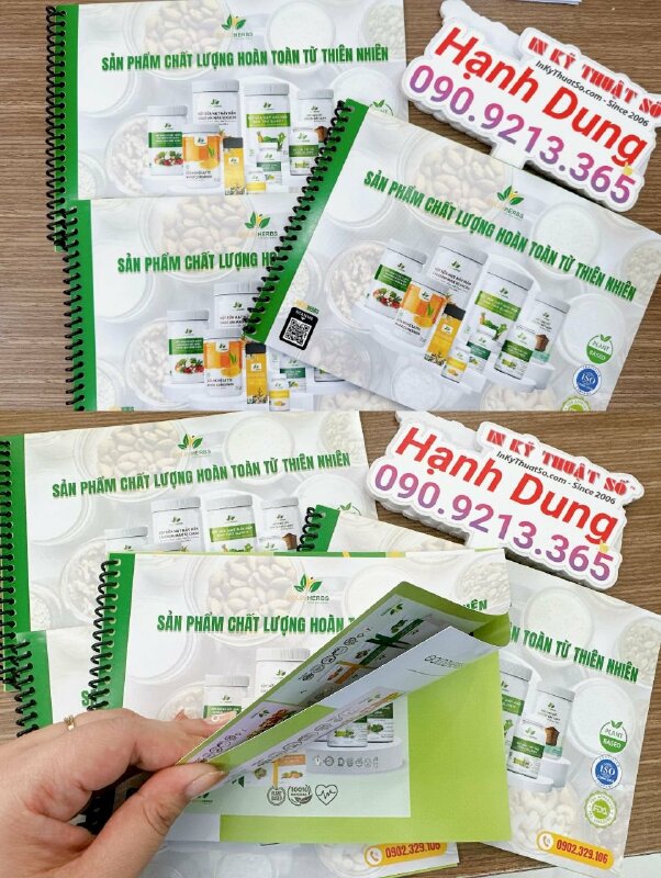 In Catalogue A5 ngang giới thiệu nhãn hàng thực phẩm thuần thực vật, sử dụng tại gian hàng hội chợ triển lãm- INKTS1484