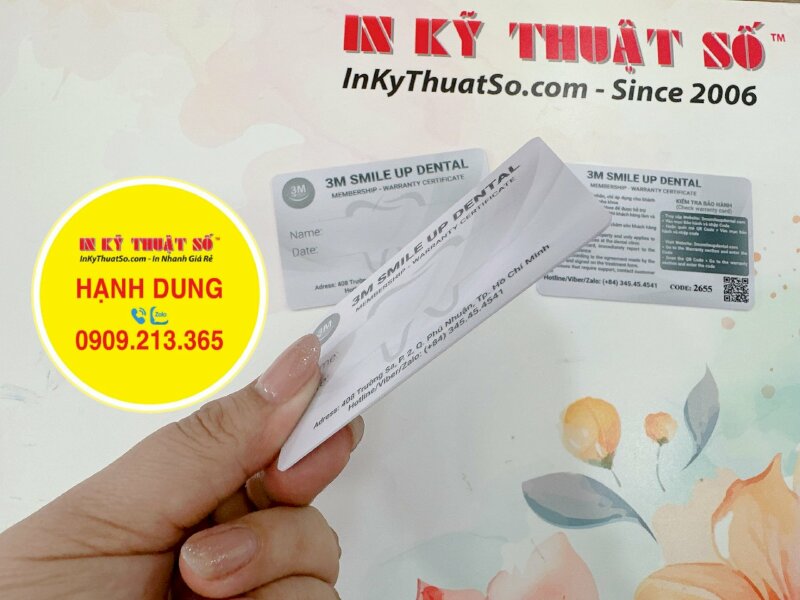 In thẻ bảo hành răng sứ nha khoa thẻ Membership - Warranty Certificate Dental - INKTS1449