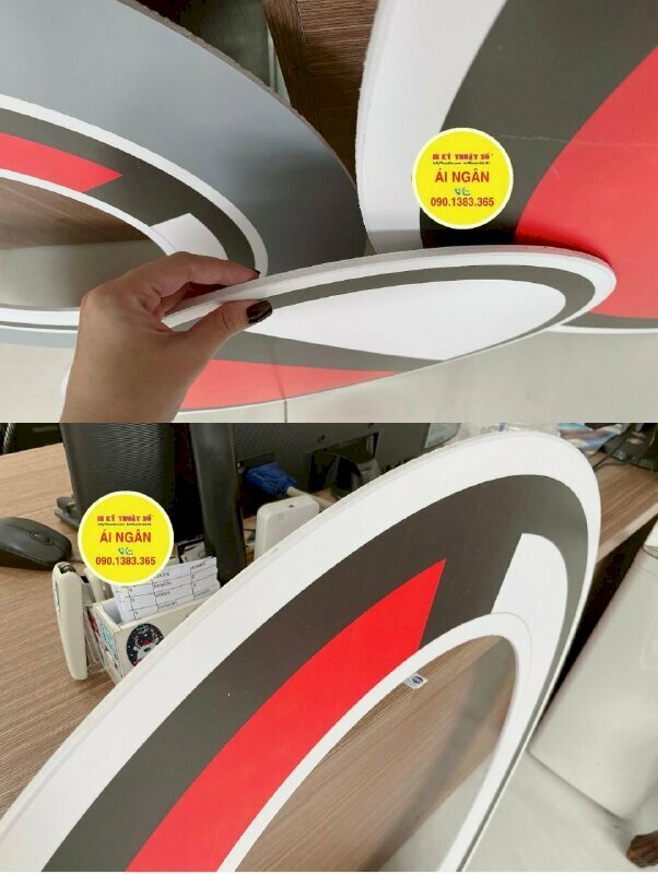 In mô hình Pokéball chất liệu PP bồi format 5li bồi 1 mặt, cắt CNC theo file - In ấn & Gia công tại In Kỹ Thuật Số Since 2006