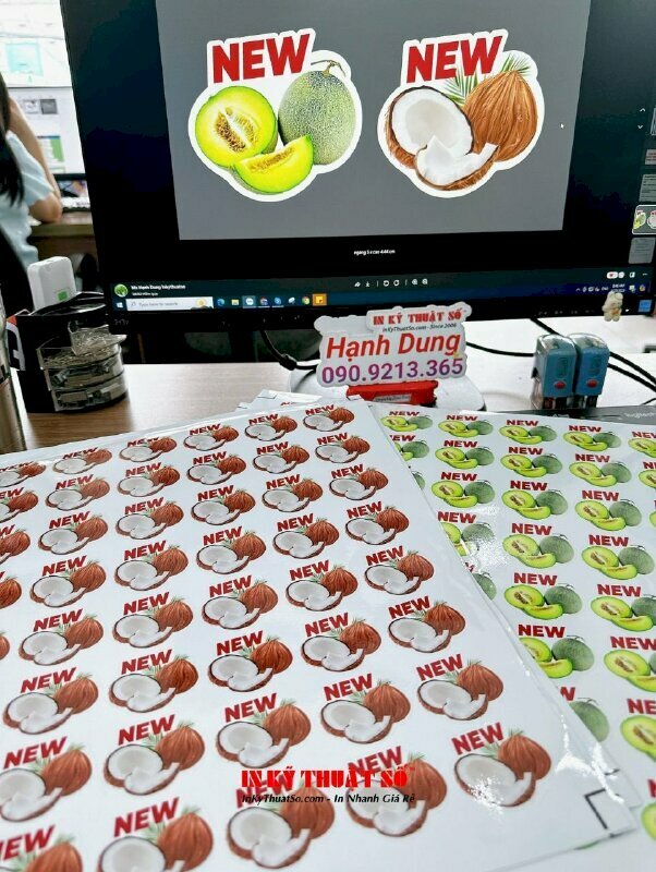 In sticker trái cây dán sản phẩm TPHCM, tem nhãn trái cây từ chất liệu decal sữa in mực dầu