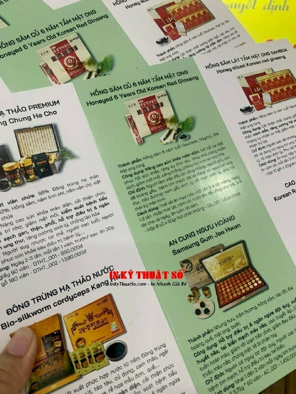 In tờ rơi sản phẩm bằng công nghệ in kỹ thuật số, in 2 mặt không màng, hình ảnh và nội dung sắc nét