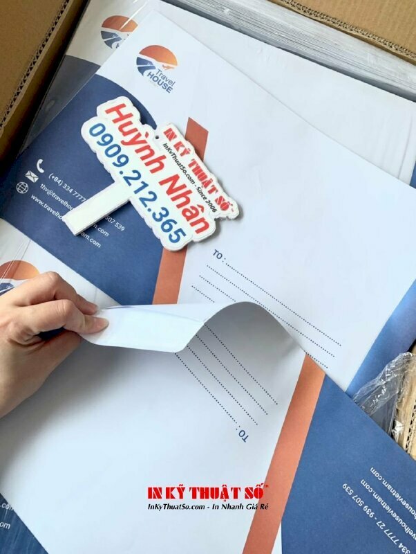In phong bì, bao thư công ty số lượng 1000 cái, bế dán theo file in khuôn chuẩn - In ấn & Gia công tại In Kỹ Thuật Số Since 2006