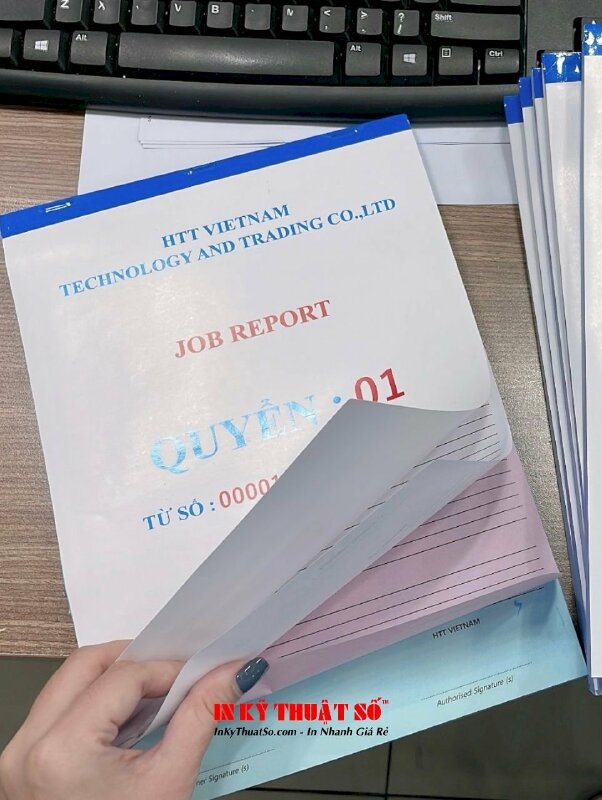 In biểu mẫu 3 liên, quyển biểu mẫu Job Report Delivery Order cho công ty thương mại dịch vụ máy móc - INKTS1510