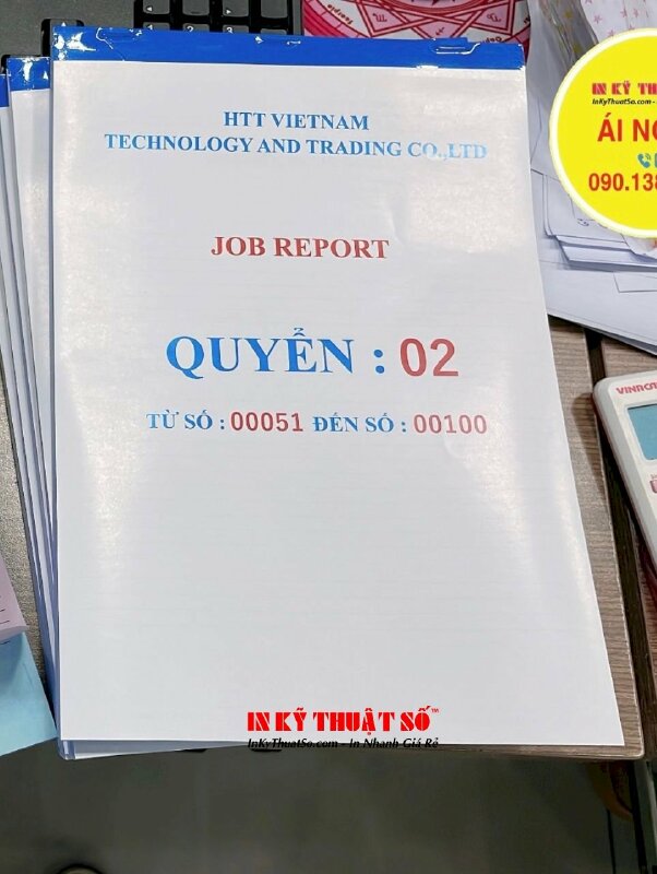 In biểu mẫu 3 liên, quyển biểu mẫu Job Report Delivery Order cho công ty thương mại dịch vụ máy móc - INKTS1510