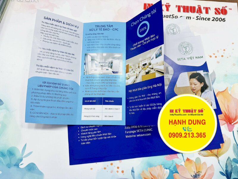 In brochure gấp 3 giới thiệu sản phẩm dịch vụ phòng khám Clinic - INKTS1516