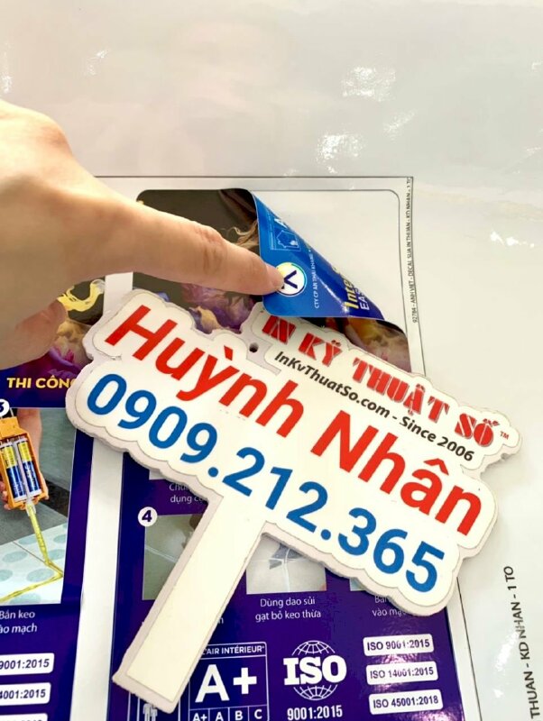 In Decal dán kính 2 mặt thông tin hướng dẫn thi công bắn keo chà ron gạch - INKTS1646