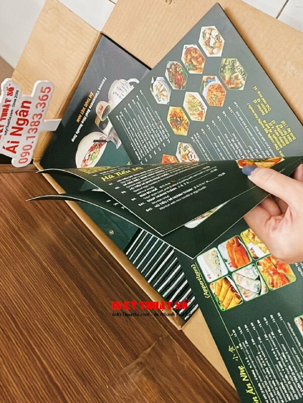 In menu nhà hàng phở, quyển menu nhà hàng Việt Nam, menu bìa bồi Carton ruột giấy C300gsm, hàng gửi từ TPHCM đi Canada - INKTS1587