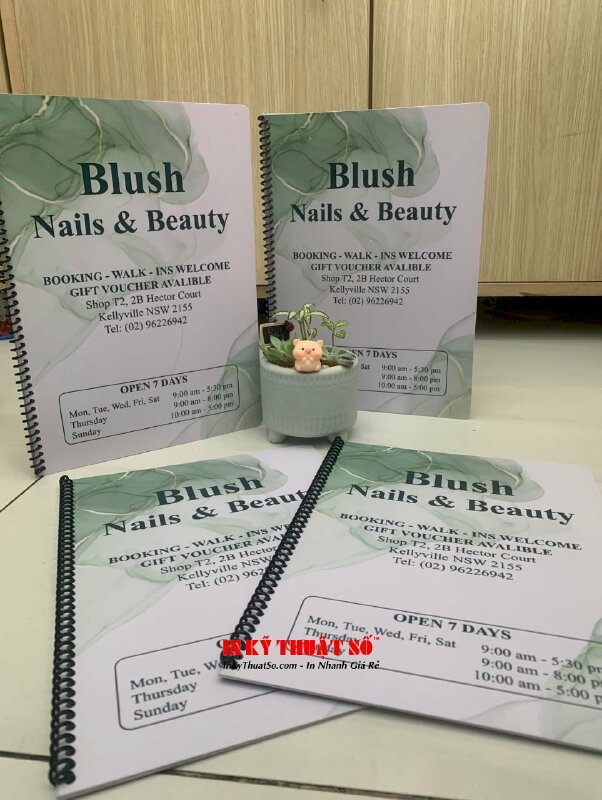 In menu nhựa gáy lò xo cho tiệm Nails & Beauty, hàng gửi đi Úc từ TPHCM - INKTS1626