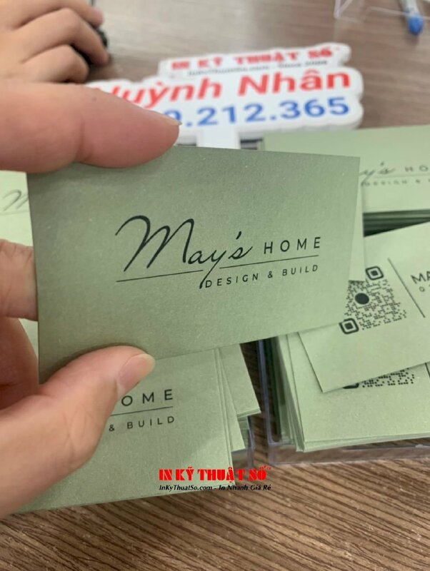 In name card giấy mỹ thuật Materica Verdigris giấy xanh 350gsm, in màu đen - INKTS1571