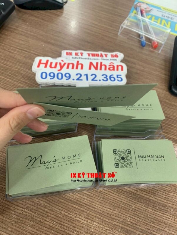 In name card giấy mỹ thuật Materica Verdigris giấy xanh 350gsm, in màu đen - INKTS1571