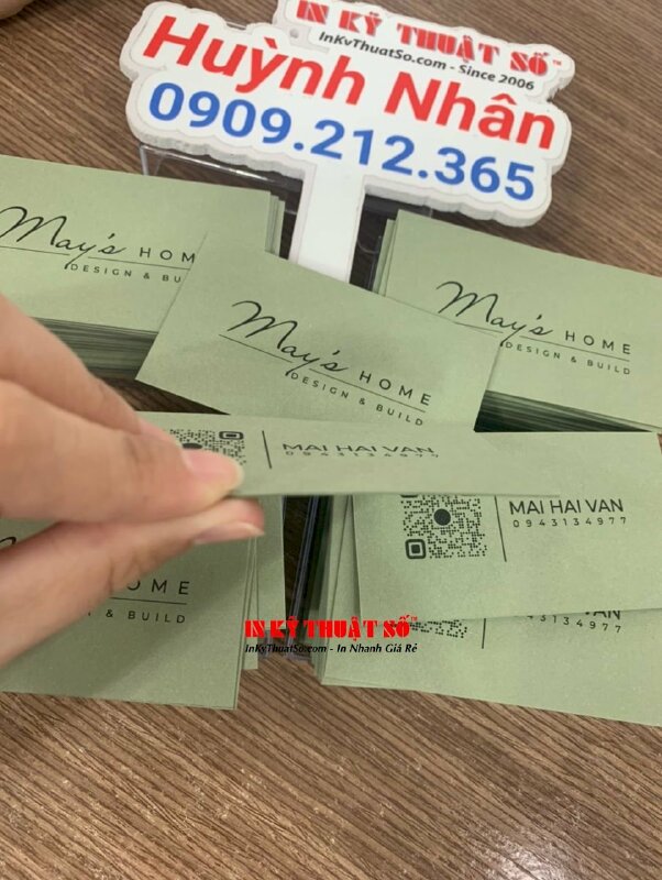 In name card giấy mỹ thuật Materica Verdigris giấy xanh 350gsm, in màu đen - INKTS1571