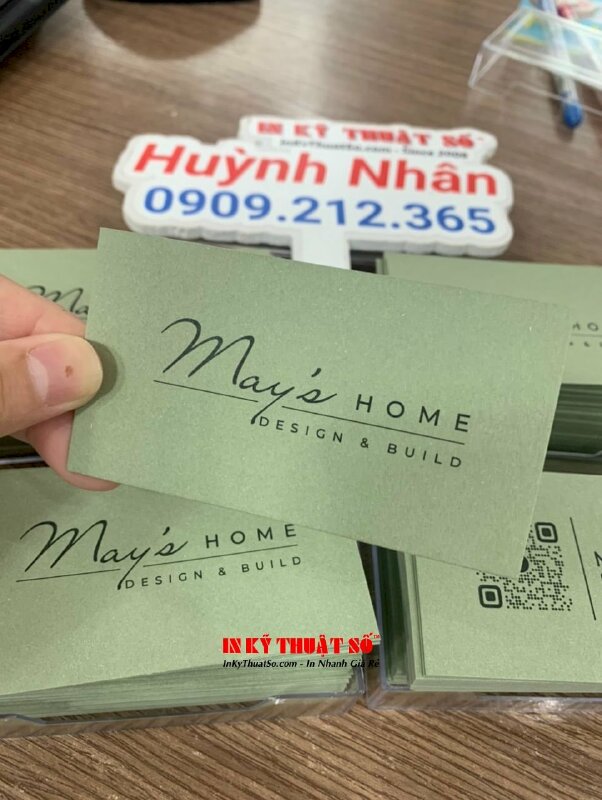 In name card giấy mỹ thuật Materica Verdigris giấy xanh 350gsm, in màu đen - INKTS1571