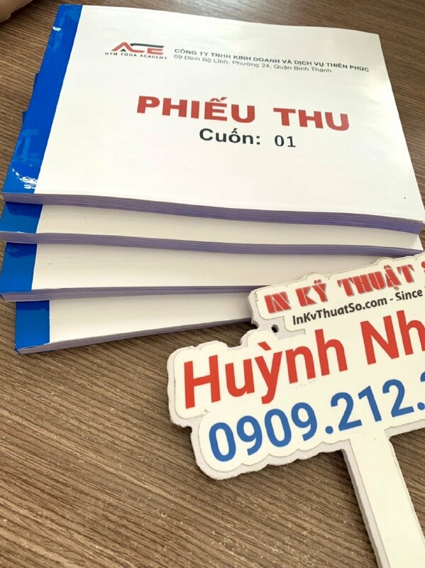 In phiếu thu cho công ty kinh doanh và dịch vụ GYM Yoga Academy, làm quyển phiêu thu 2 liên trắng, hồng - INKTS1536