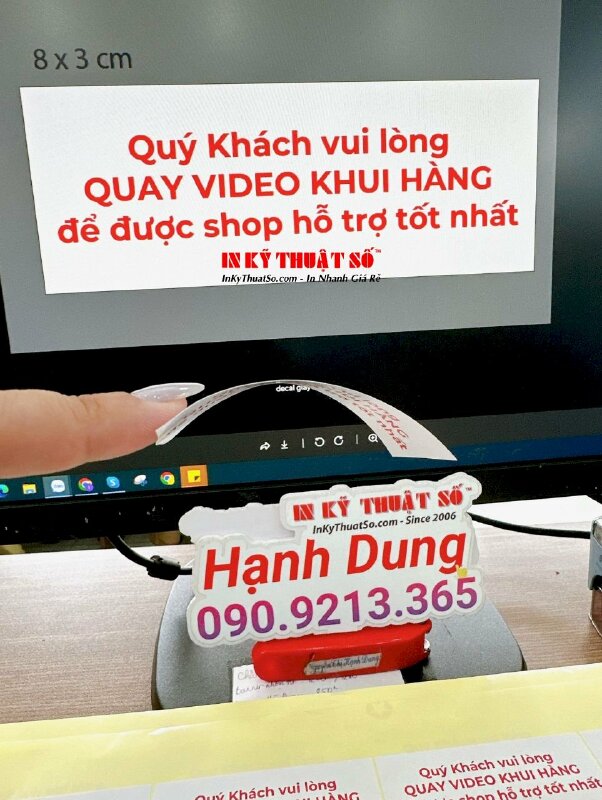 In trên giấy Decal làm tem niêm phong hộp giấy đóng hàng, gói hàng, hướng dẫn khui hàng - INKTS1665