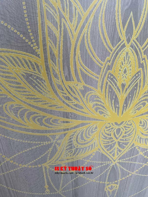 In UV lên gỗ họa tiết hình bông hoa Mandala Lotus cho phòng tập yoga, studio decor, trang trí nhà hang chay - INKTS1616