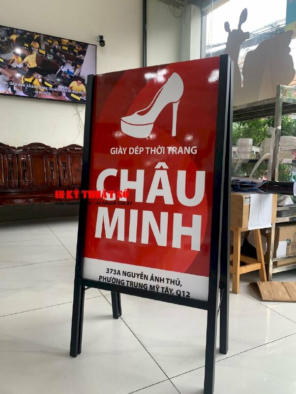 Standee khung sắt chữ A làm bảng quảng cáo ngoài trời, chống nước, chống gió - INKTS1557