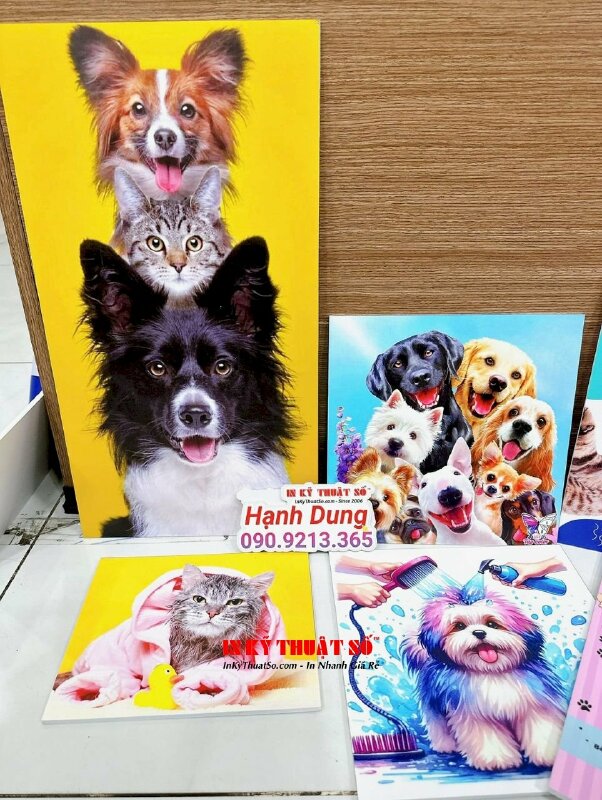 Tranh in Formex trang trí cửa hàng Pet Shop, in Canvas tranh chủ đề thú cưng, bé mèo, bé cún dễ thương - INKTS1628
