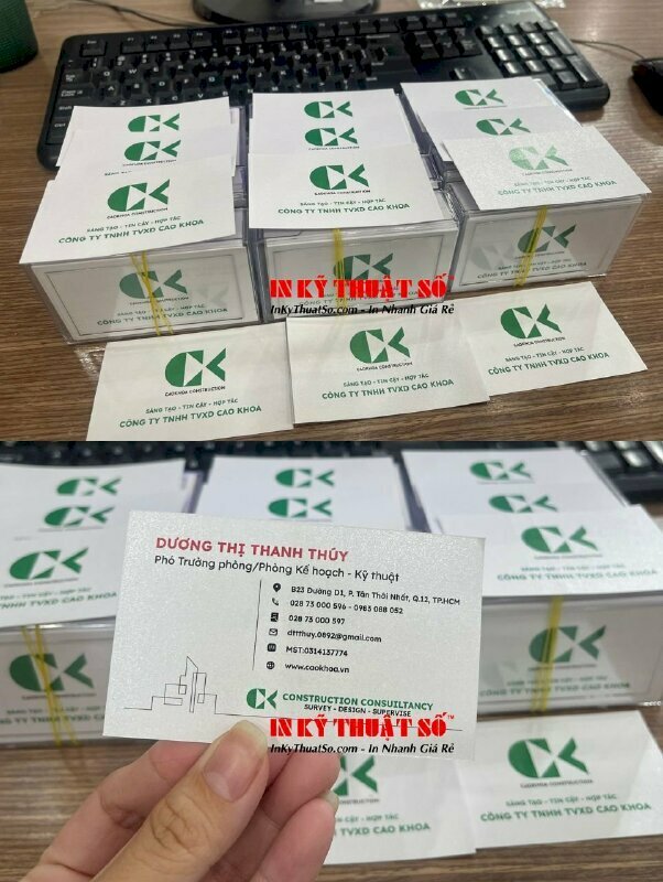 In card visit lấy liền, card visit giấy mỹ thuật nhũ bạc, card visit công ty tư vấn xây dựng